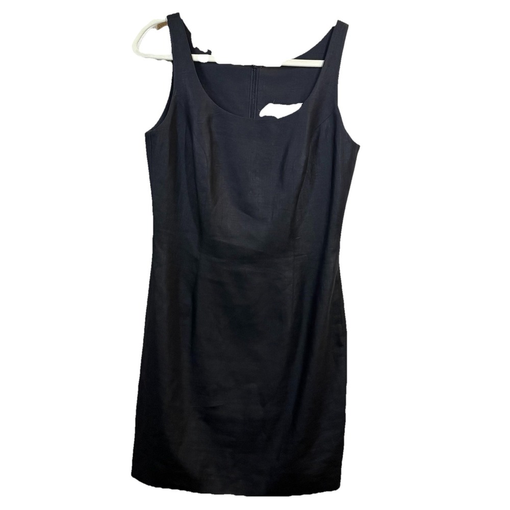 Little Black Dress 100%  Linen Sleeveless Scoop Neck By  andrea polizzi Sz 6 Y2K